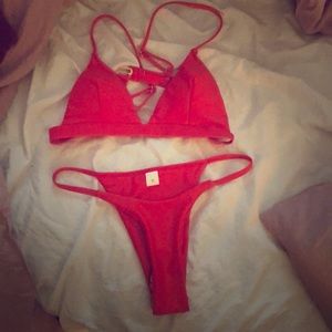 Red bikini bathing suit